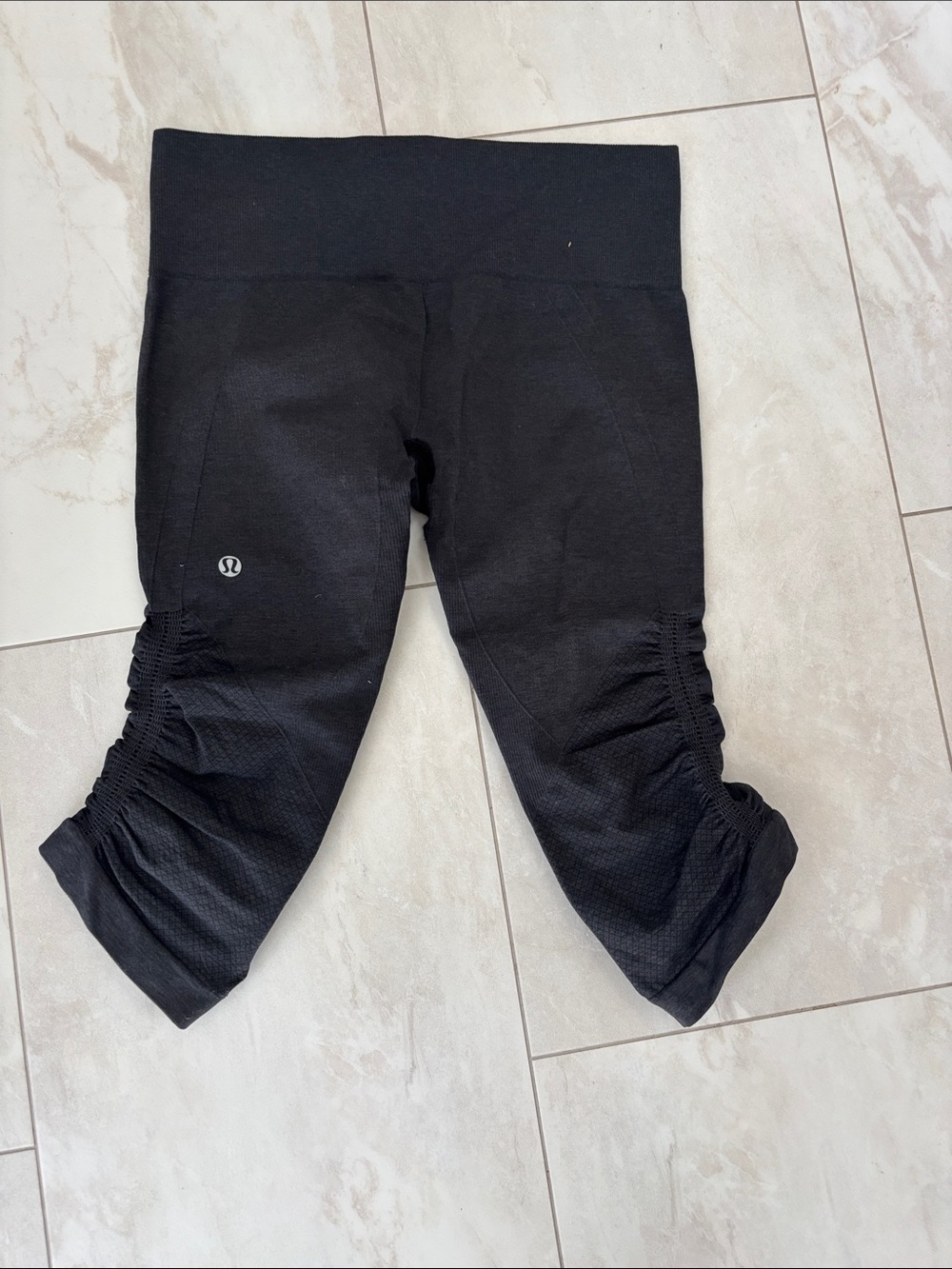 lululemon athletica Black Ruched Capri Leggings